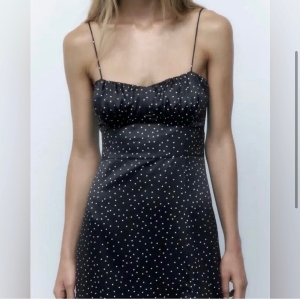 Zara satin dotted dress